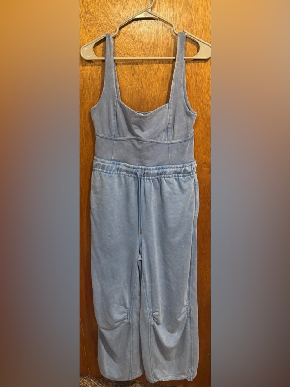 eesome Dusty Blue Tank Jumpsuit with Drawstring Waist